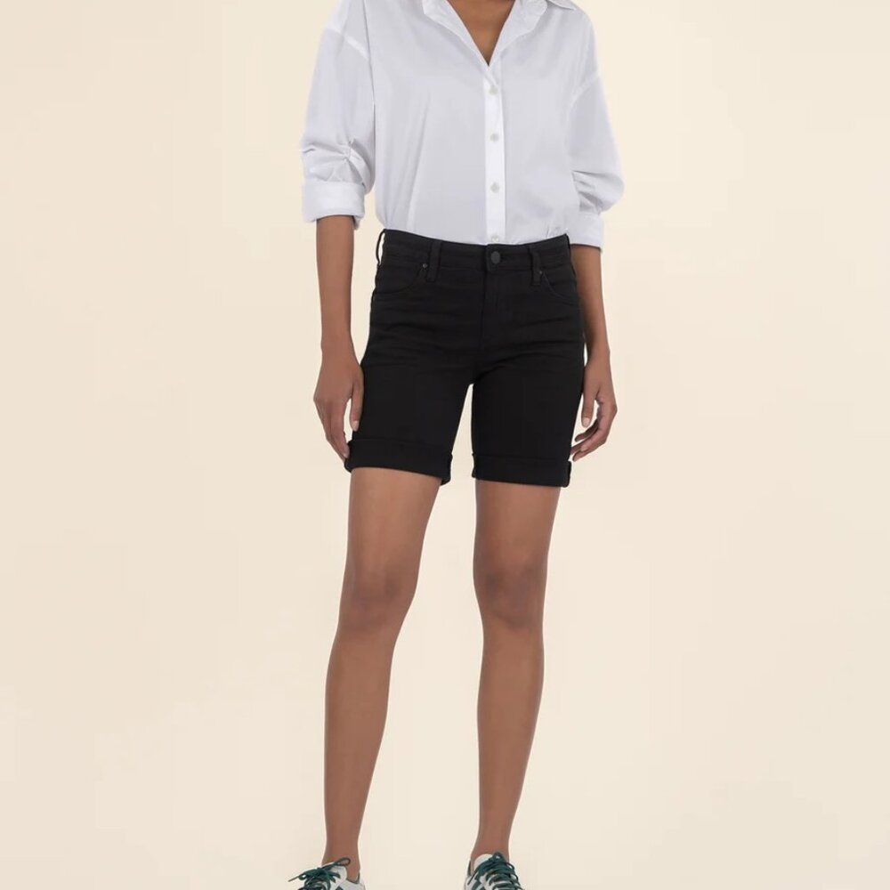 Kut From the Kloth Catherine Mid Rise Boyfriend Short in Black Size 8